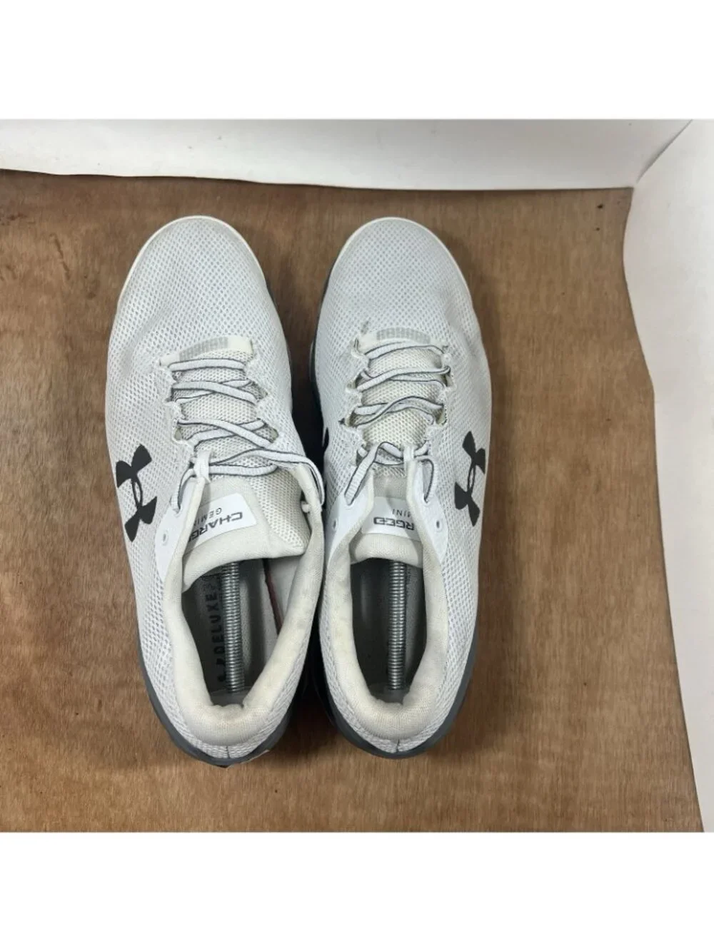 Under Armour Charged Gemini Mens Size 14 White Gray Running Shoes Sneakers